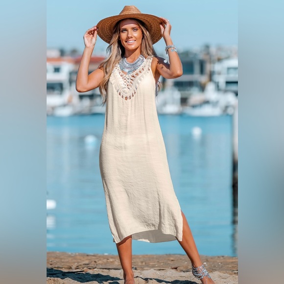Cupshe Other - Antonella Crochet Backless Swim Coverup Dress
